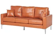 Sofa 3 Seater GAVLE Faux Leather Golden Brown_729853