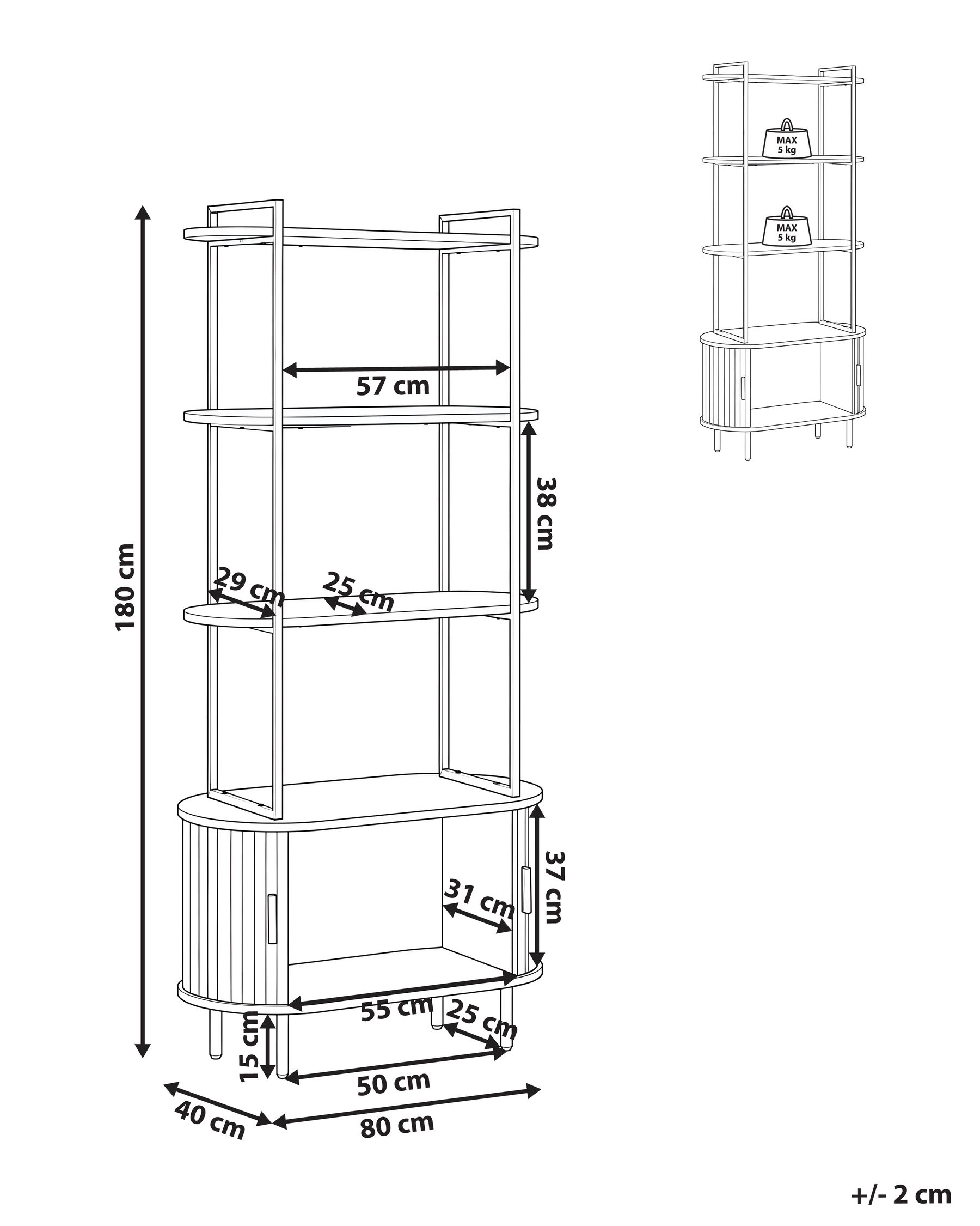 Regal mit 4 Ebenen BRADLEY 180 cm Dunkelbraun_1073220