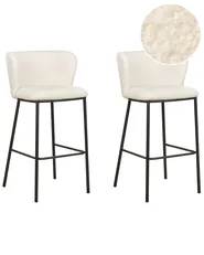 Set of 2 Bar Chairs MINA Boucle White_1059674