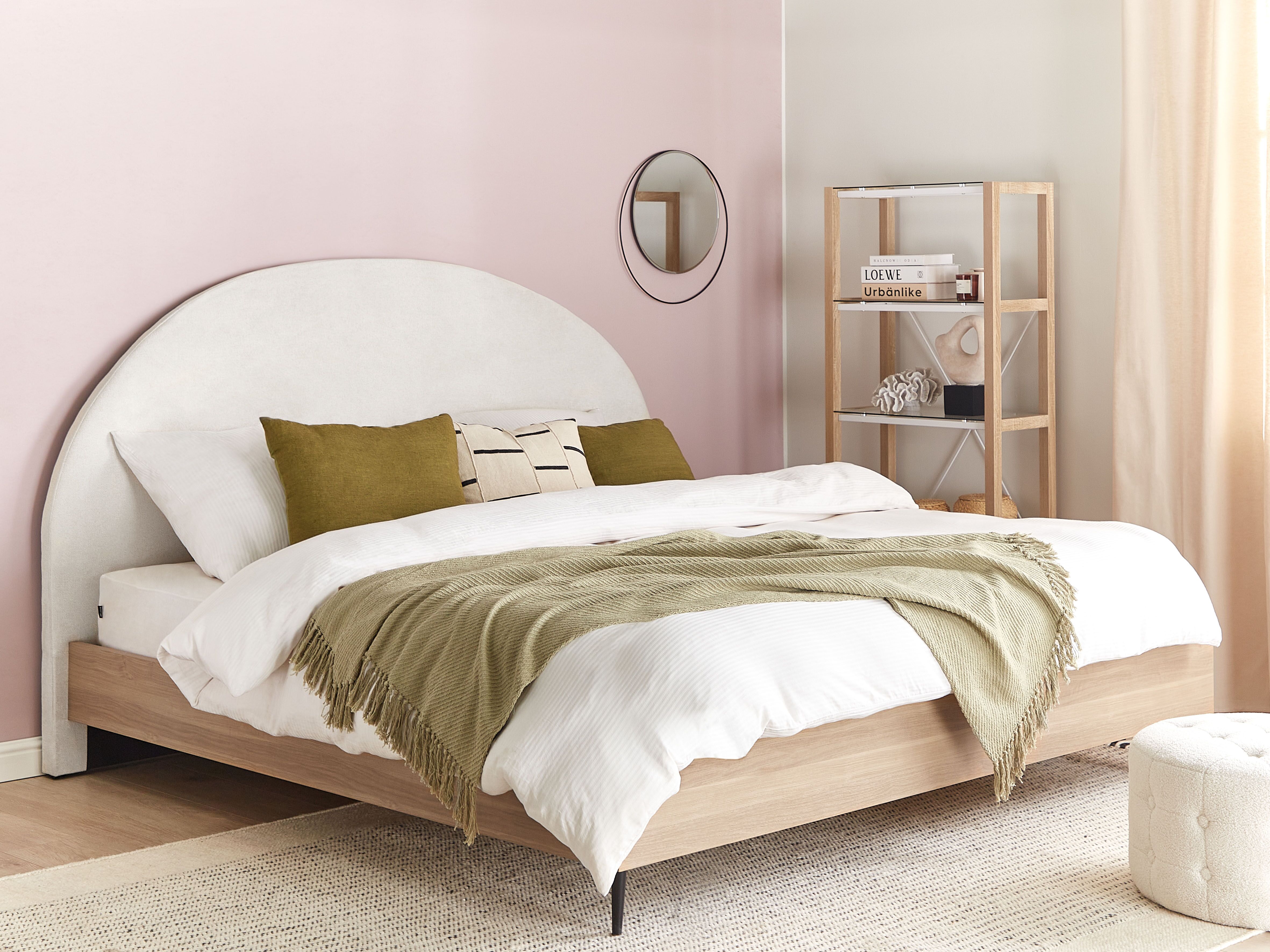 Bett mit Lattenrost Stoff MILLAY 180 x 200 cm Cremeweiß_1182556