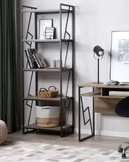 Bücherregal mit 5 Ebenen FORRES 184 cm Braun / Schwarz_726036