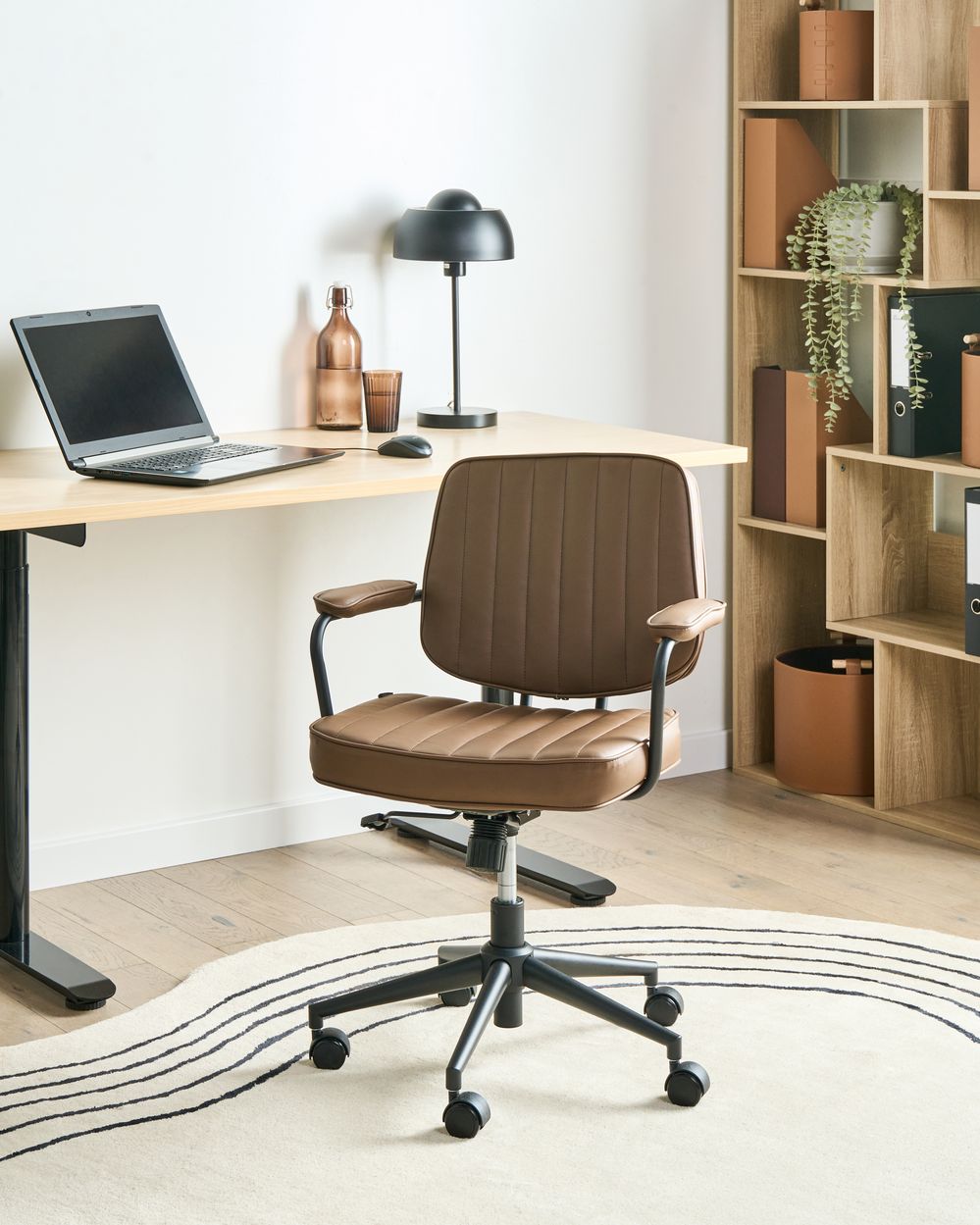 Desk Chair BERNE Faux Leather Brown