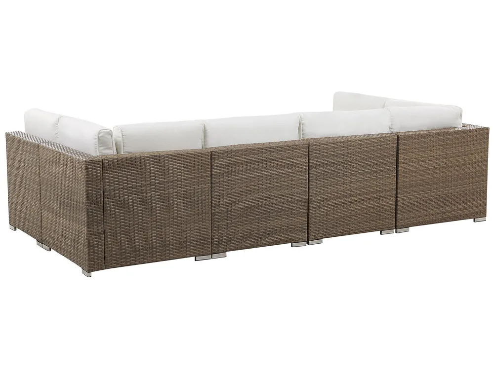 Garten Ecksofa mit Tisch 6-Sitzer BELVEDERE Polyrattan Weiß_777782
