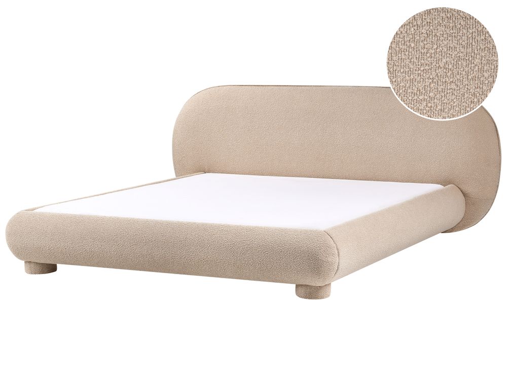 Bed Boucle BAYEL 180 x 200 cm (EU Super King) Taupe