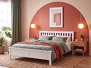 Bett mit Lattenrost Kiefernholz MAYENNE 160 x 200 cm Weiß_1151319