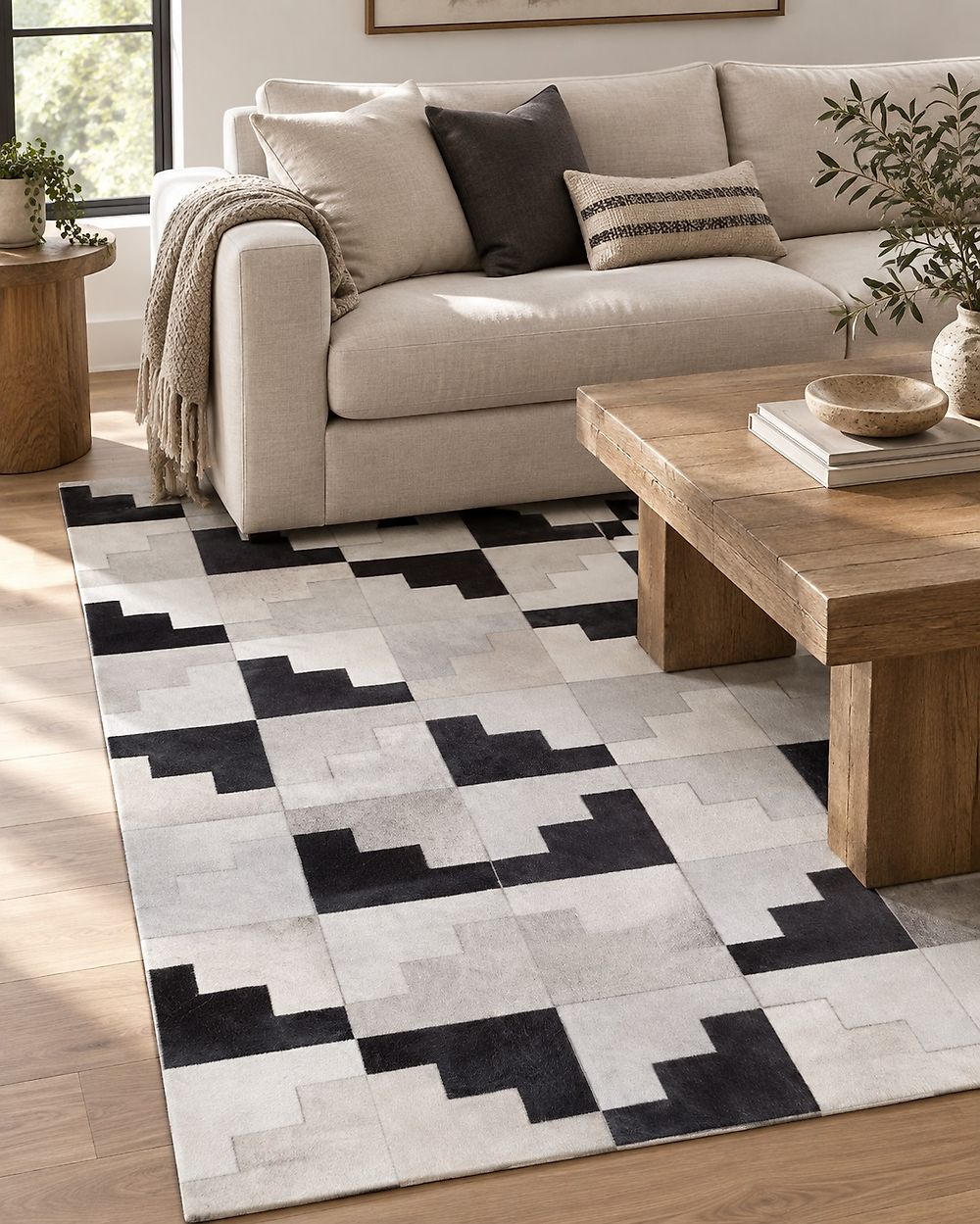 Rug EFIRLI Grey 140 x 200 cm Leather