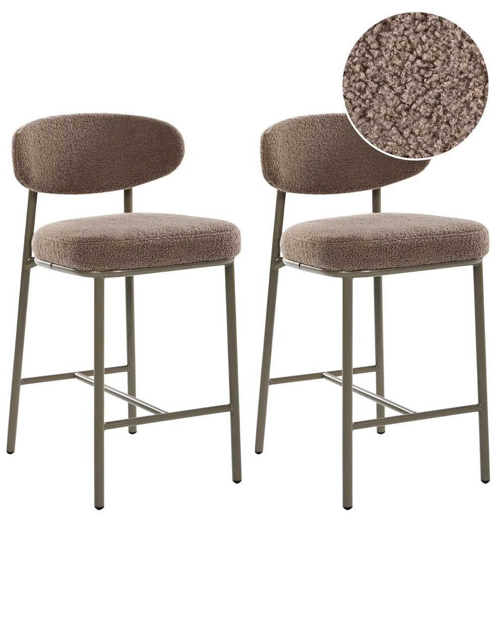 Set mit 2 Barstühlen UNITY Bouclé Taupe