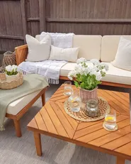 Garden Lounge Set with Table and Ottoman 6 Seater BARATTI Acacia Wood Brown_926187