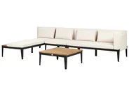 Garden Corner Sofa with Table 4 Seater BRACCIANO Certified Acacia Wood Light Beige Right Hand_955472