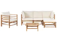 Lounge Set mit Tisch 5-Sitzer CERRETO Bambus Cremeweiß linksseitig_909555