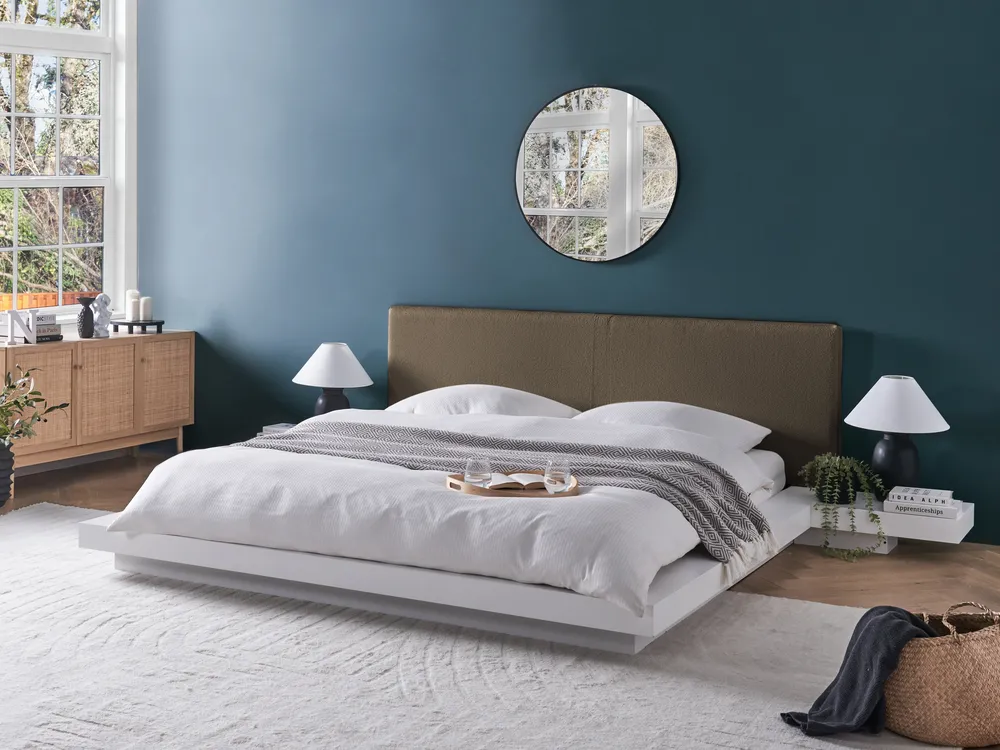 Bett mit Lattenrost Bouclé ZEN 180 x 200 cm Weiß_1080179