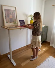 Electric Adjustable Standing Desk DESTINAS 160 cm x 72 cm Light Brown/ White_1153646