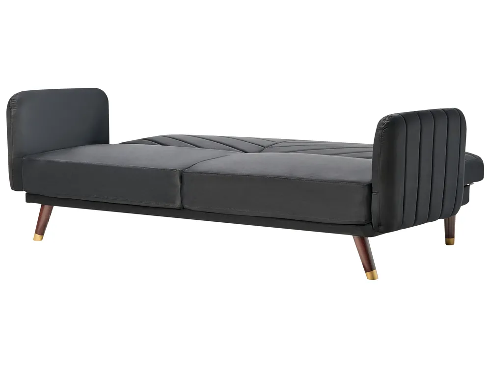 Schlafsofa 3-Sitzer SENJA Samtstoff Schwarz_707191