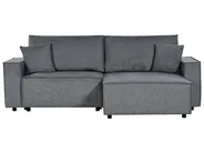 Eckschlafsofa 3-Sitzer KARILA mit Stauraum Stoff Dunkelgrau linksseitig_886044