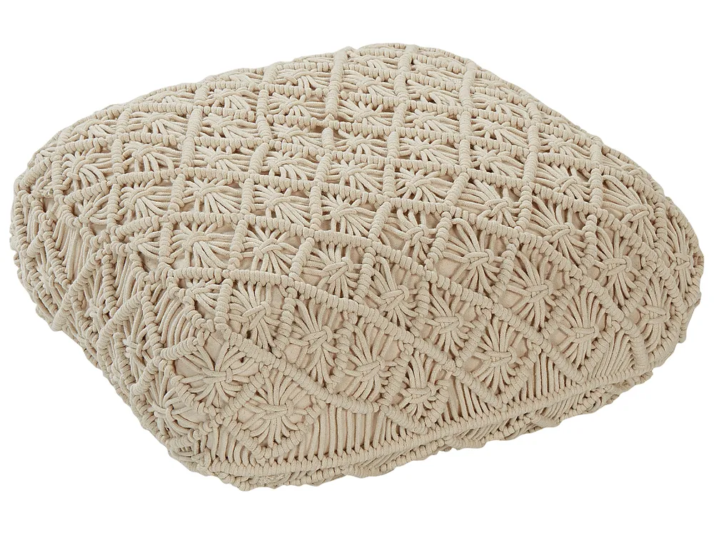 Pouf Makramee BERRECHID Baumwolle Beige_830761