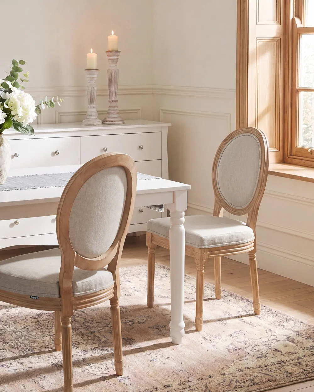Set of 2 Chairs ALBANZA Fabric Light Brown/ Beige