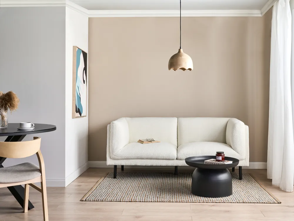 Sofa 2-Sitzer VORGOD Bouclé Cremeweiß
