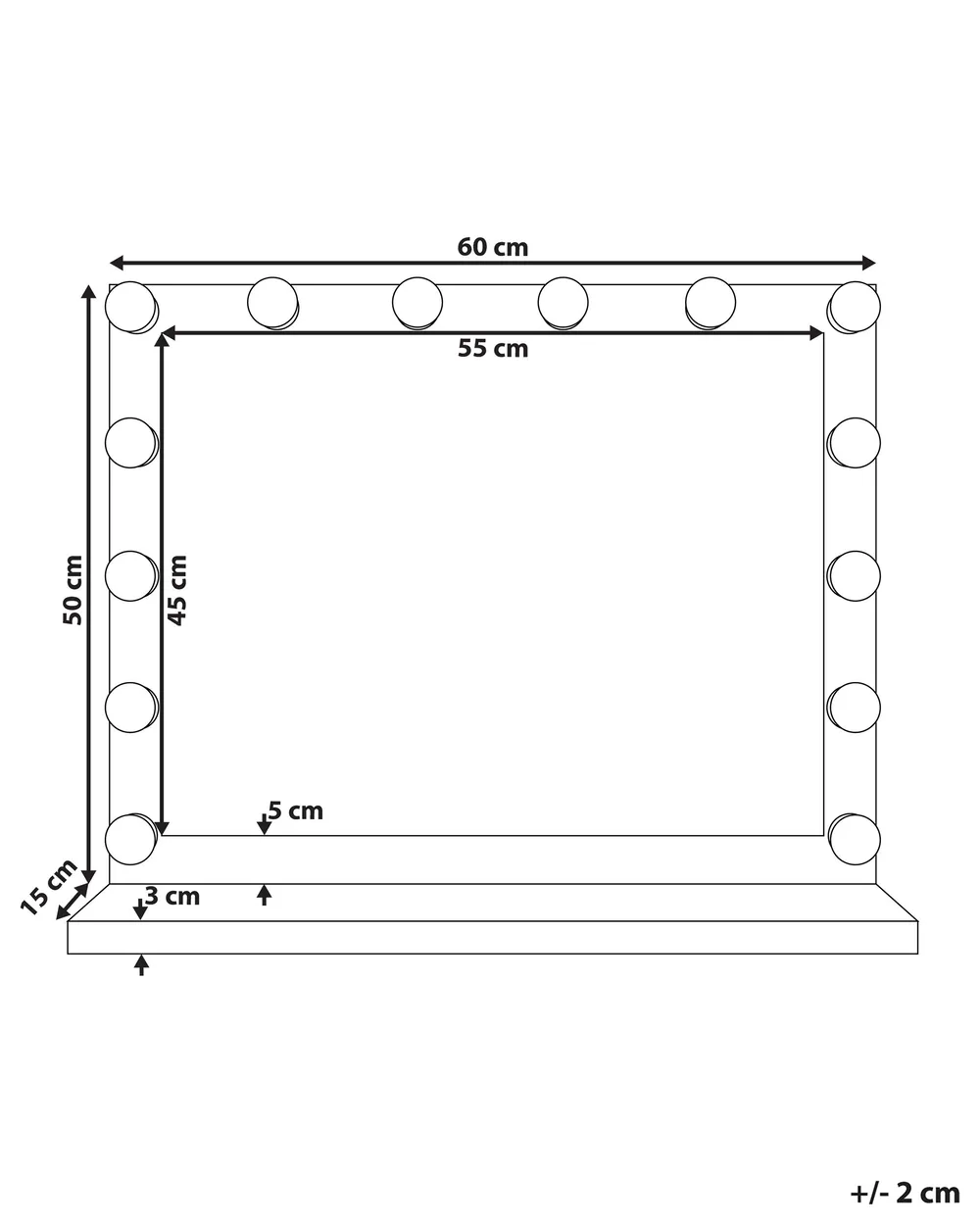 Schminktisch Spiegel LED BEAUVOIR Schwarz_814046