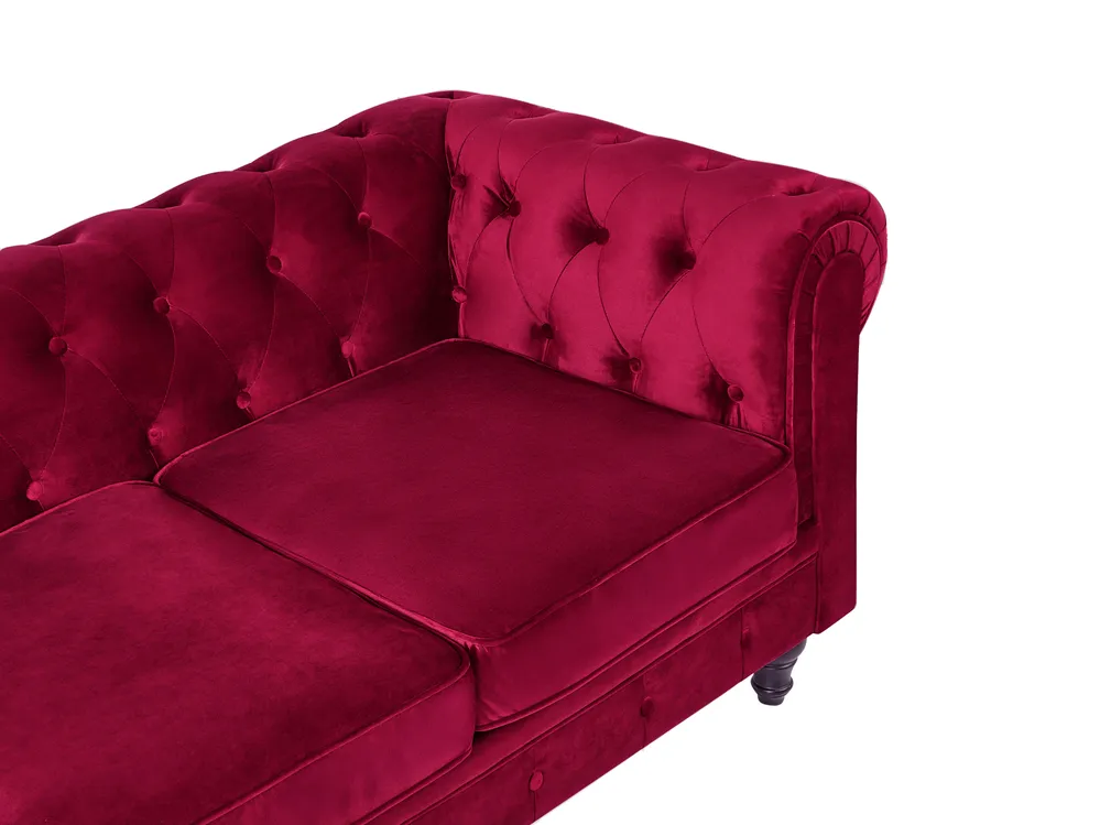 Sofa Set 4-Sitzer CHESTERFIELD Samtstoff Dunkelrot_778798