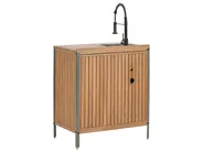 Outdoor-Küche 3er Set mit Spüle IVREA Braun / Schwarz zertifiziertes Akazienholz_988415