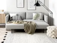 Sofa Bed 3 Seater EKSJO with Storage Fabric Light Grey_748459