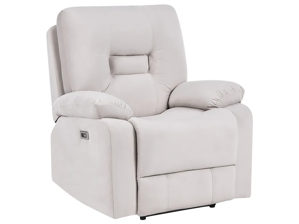 Sofa Set elektrisch verstellbar 6-Sitzer BERGEN mit USB-Anschluss Samtstoff Hellbeige_1064830