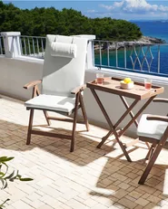 Set mit 2 Stühlen und Sitzkissen AMANTEA PREMIUM Akazienholz Cremeweiß_1066338