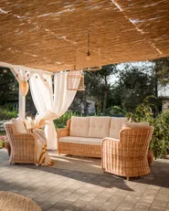 Gartensofa Set 5-Sitzer ALESSANO Rattan Naturfarben_1012579