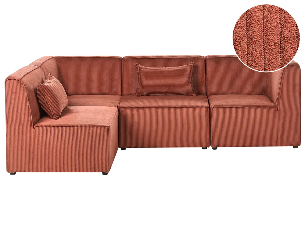 Modul Ecksofa 4-Sitzer LEMVIG Cord Goldbraun rechtsseitig