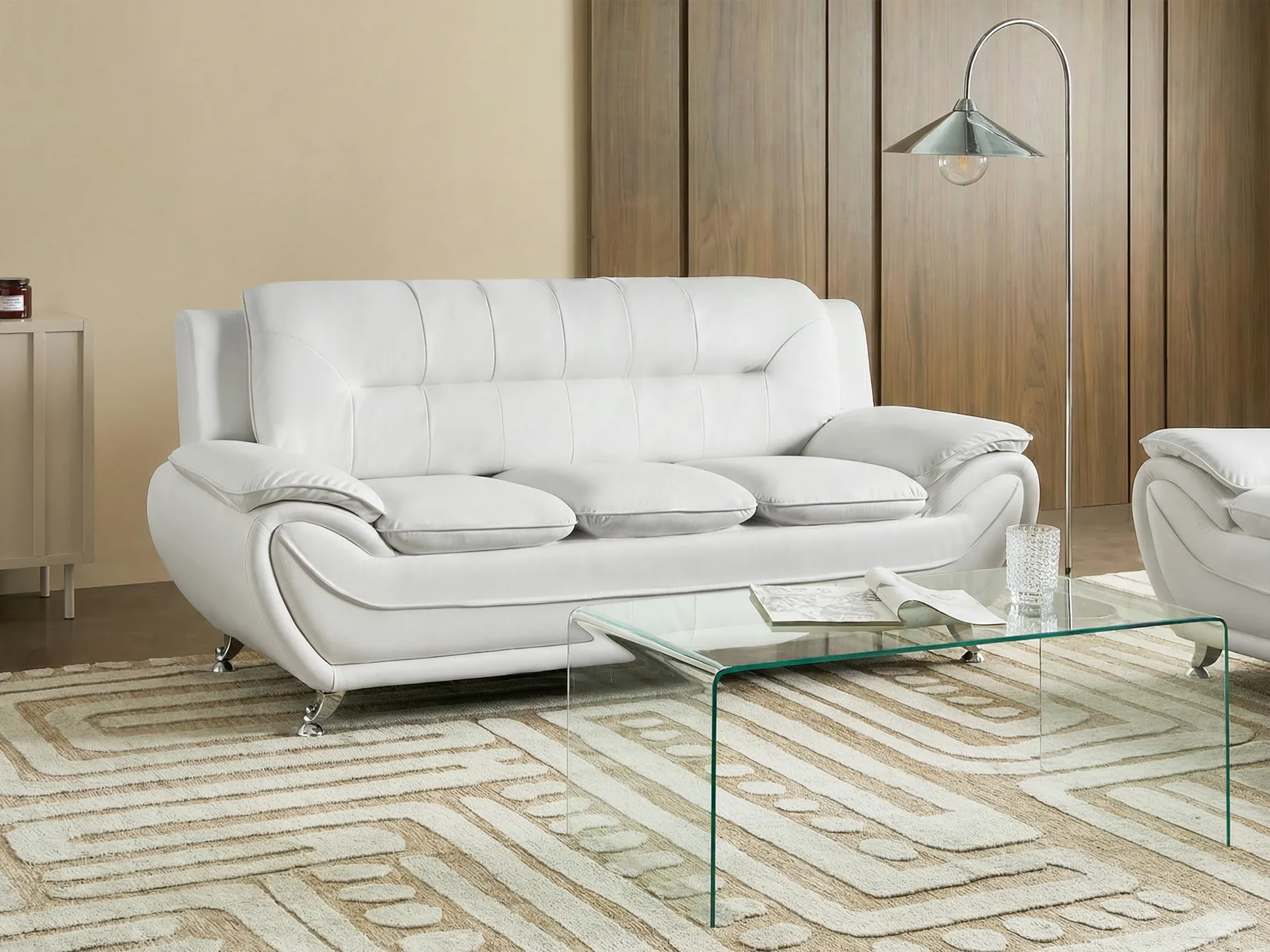 Sofa 3-Sitzer LEIRA Kunstleder Weiß_1058833