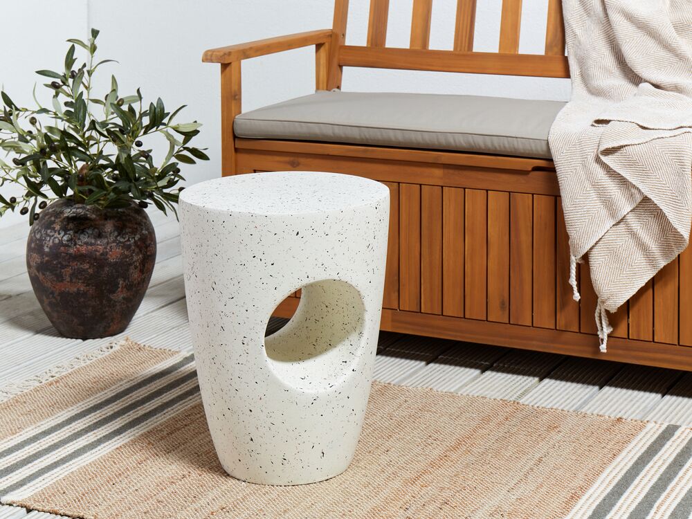 Side Table EDOLO 37 cm 37 cm Terrazzo Effect Off-White