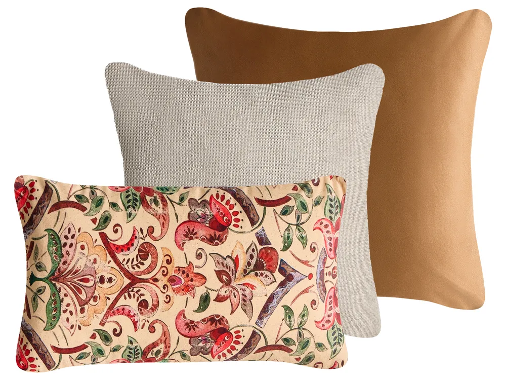 Dekokissen 3er Set DYERA 30 x 50 cm 45 x 45 cm Baumwolle Bunt Blumenmuster