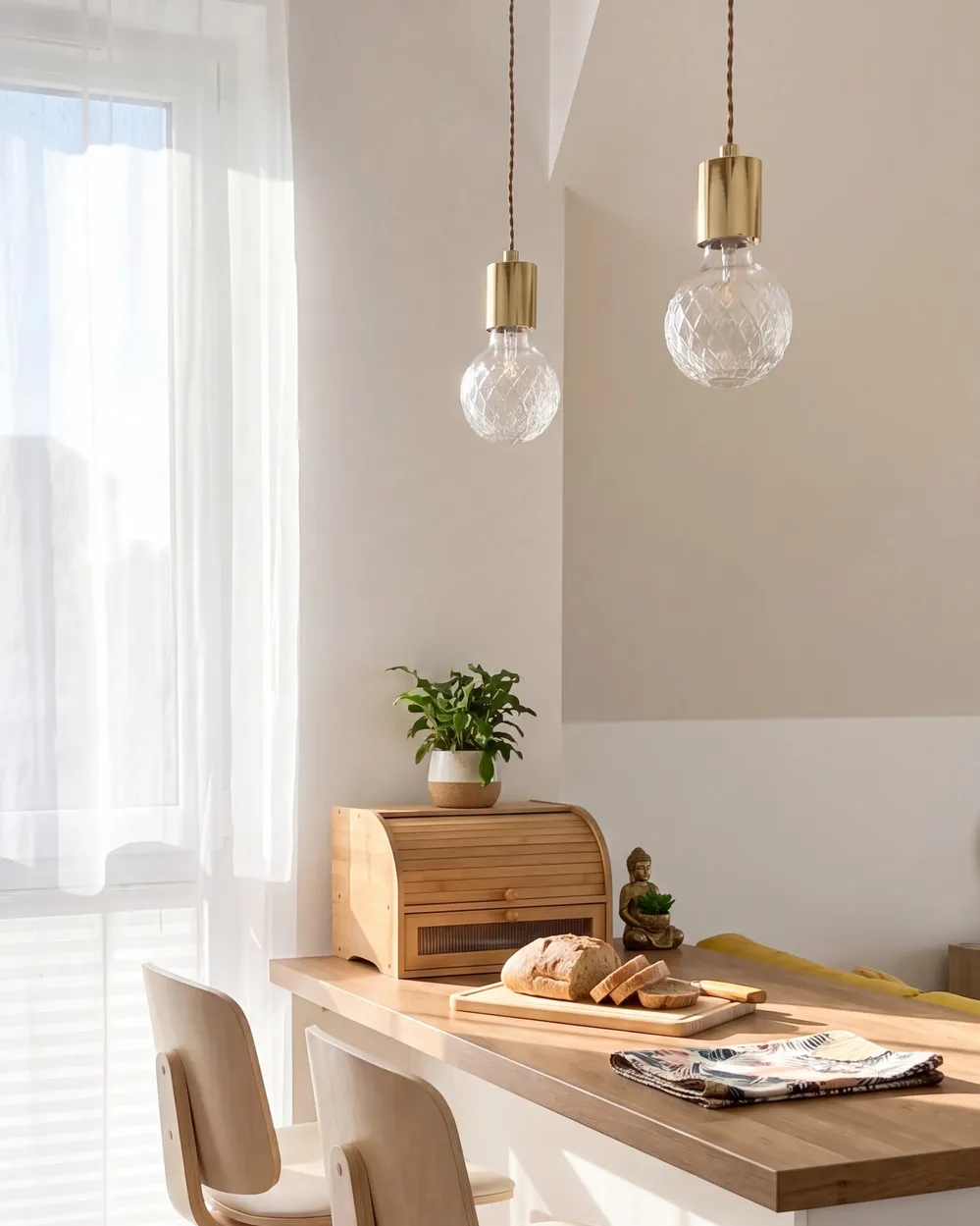 Set of 2 Pendant Lamps ANZA Glass Gold_1149289