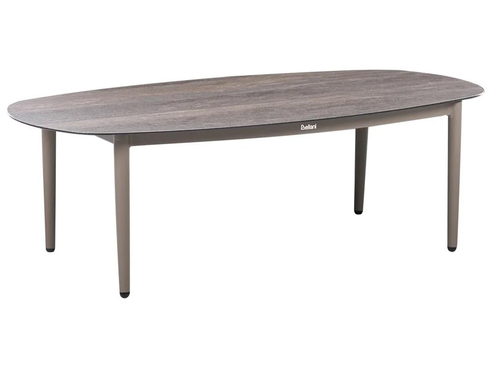 Garten Ecksofa mit Tisch 3-Sitzer LEFFE Metall Beige linksseitig_1045286
