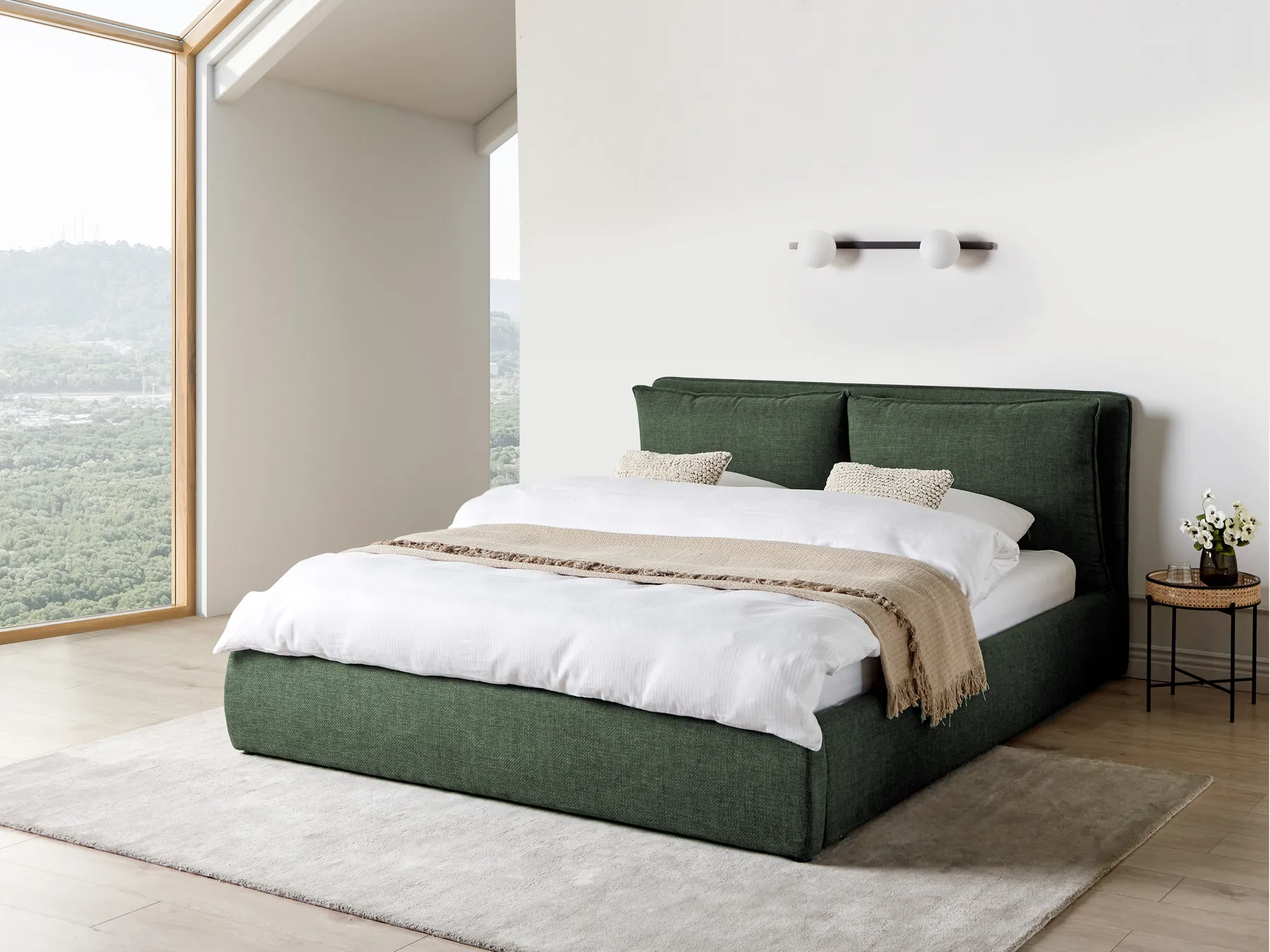 Bett mit Stauraum BAJONNA Stoff Dunkelgrün 180 x 200 cm_970630