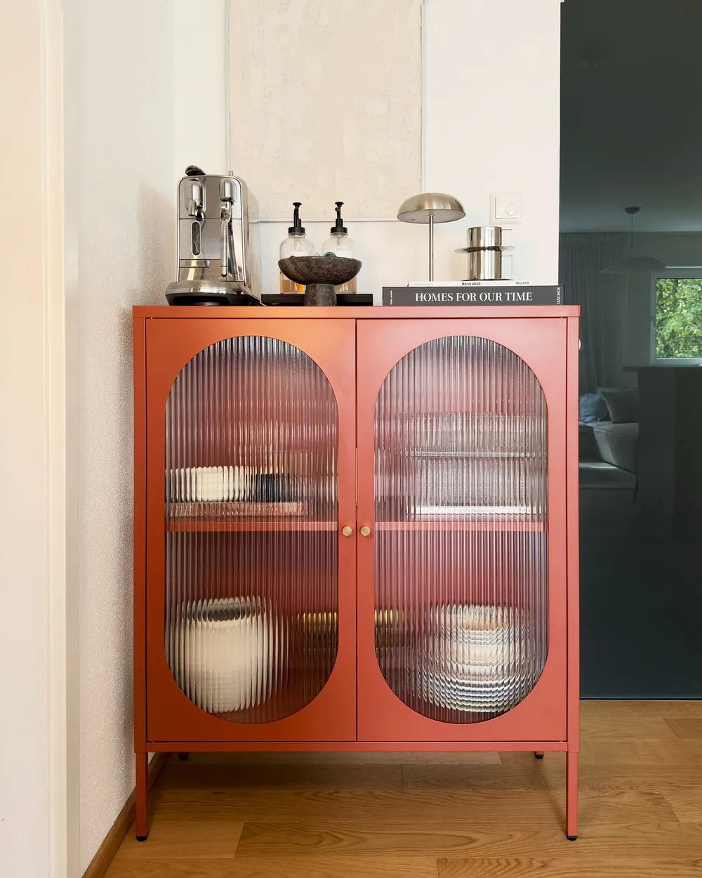 Sideboard mit Glastüren SARRE 90 cm Metall Goldbraun_1143518