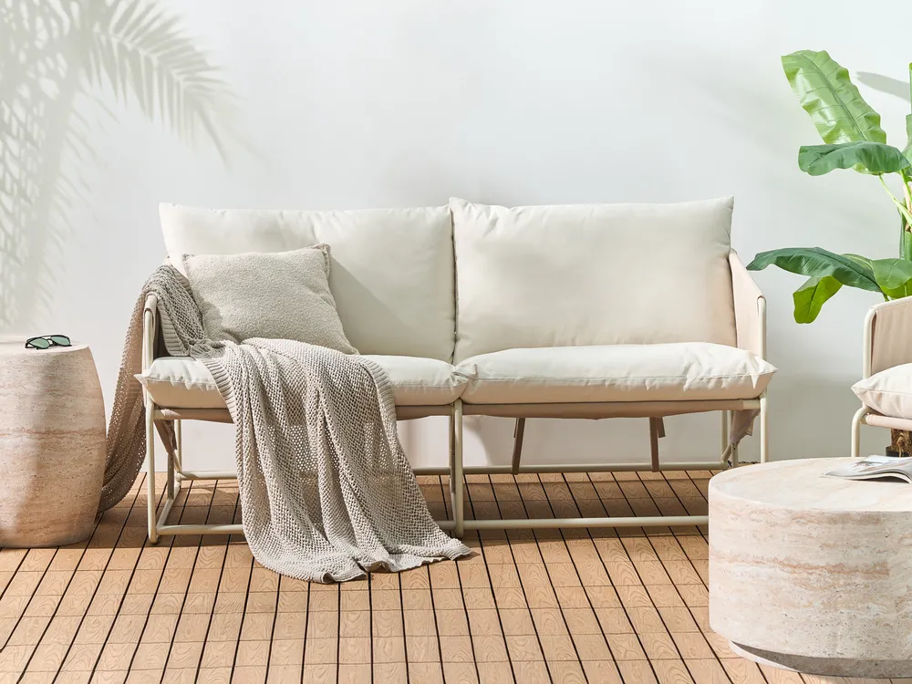 Gartensofa 2-Sitzer PONTE Metall Hellbeige_1049216