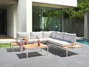 Garten Ecksofa mit Tisch 5-Sitzer POSITANO Cremeweiß_998791