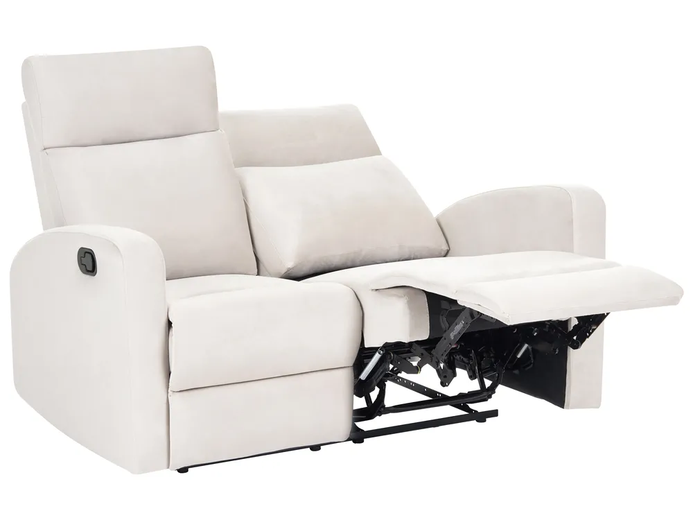 Sofa manuell verstellbar 2-Sitzer VERDAL mit Fußstütze Samtstoff Beige