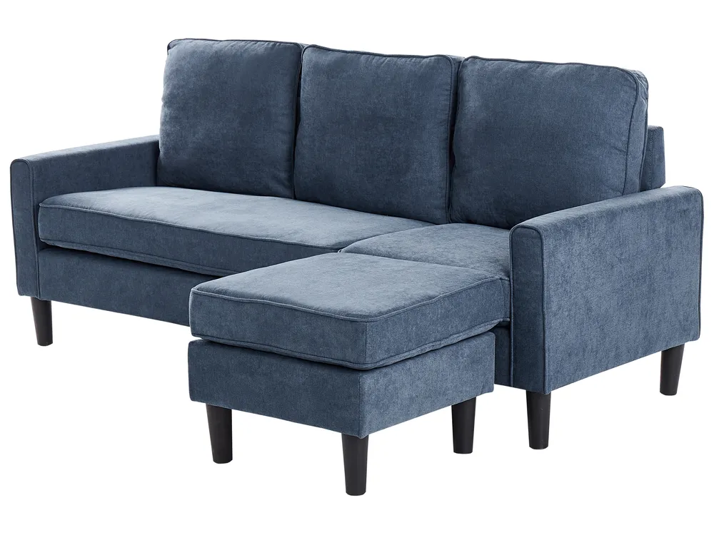 Sofa 3 Seater AVESTA with Ottoman Fabric Dark Blue_768381