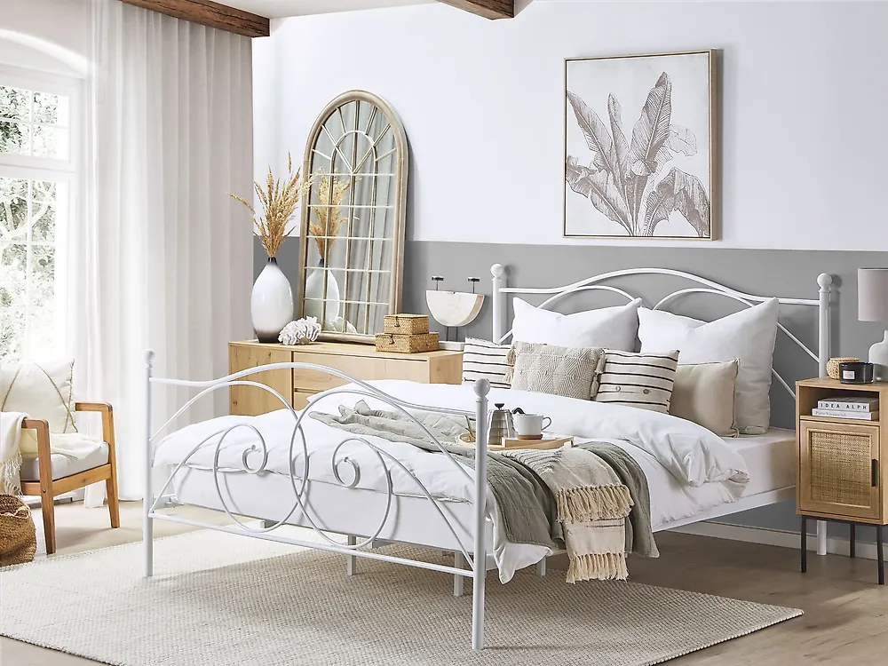 Bett mit Lattenrost Metall DINARD 180 x 200 cm Weiß_1178156