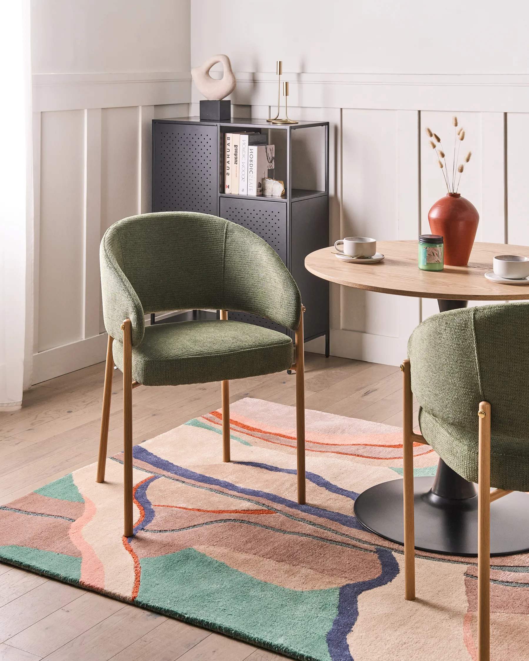 Set van 2 eetkamerstoelen ZANE Stof Groen_1042484
