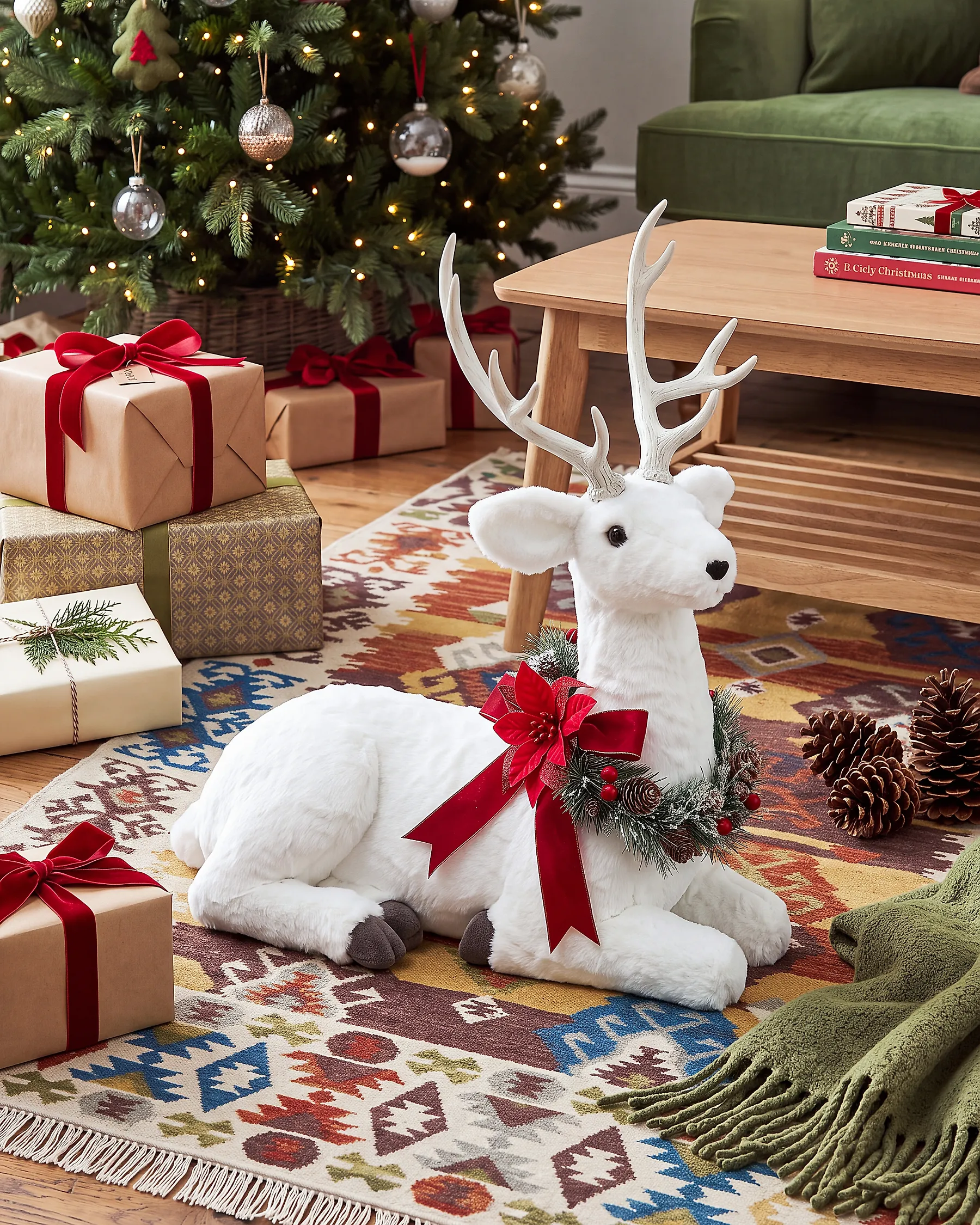 Christmas Decoration LISALMI 56 cm Reindeer White_1172501