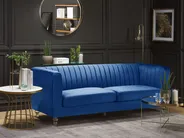 Sofa 3 Seater ARVIKA Velvet Navy Blue_806171