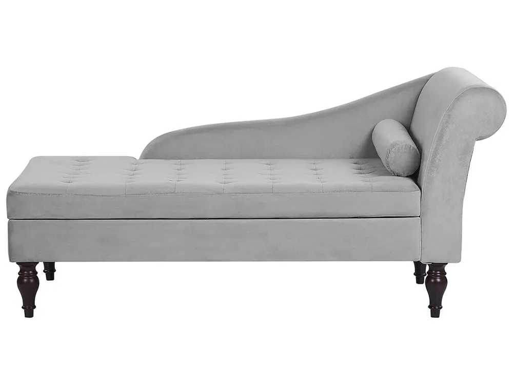 Rechtsseitige Chaiselongue PESSAC mit Stauraum Samtstoff Hellgrau