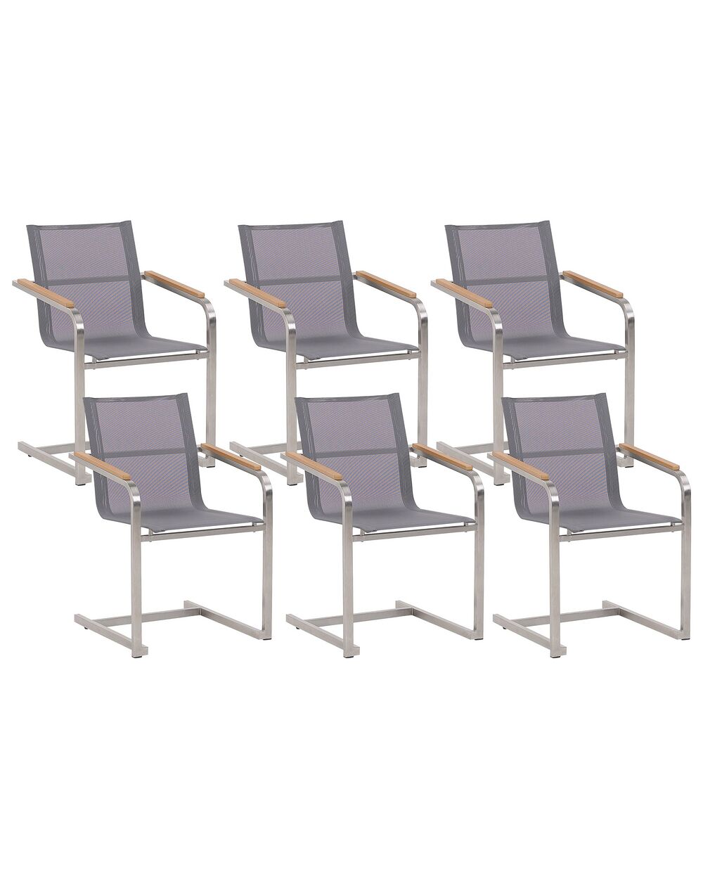 Gartenstuhl 6er Set COSOLETO Edelstahl Grau