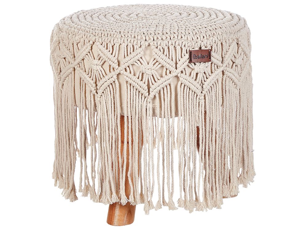 Repose-pied Macramé NAWABAD Coton Beige