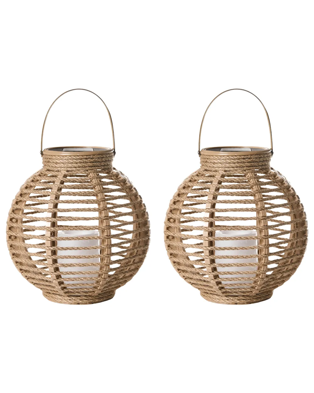 Solarbetriebene Laternen 2er-Set SEBU 30 cm Naturfarben