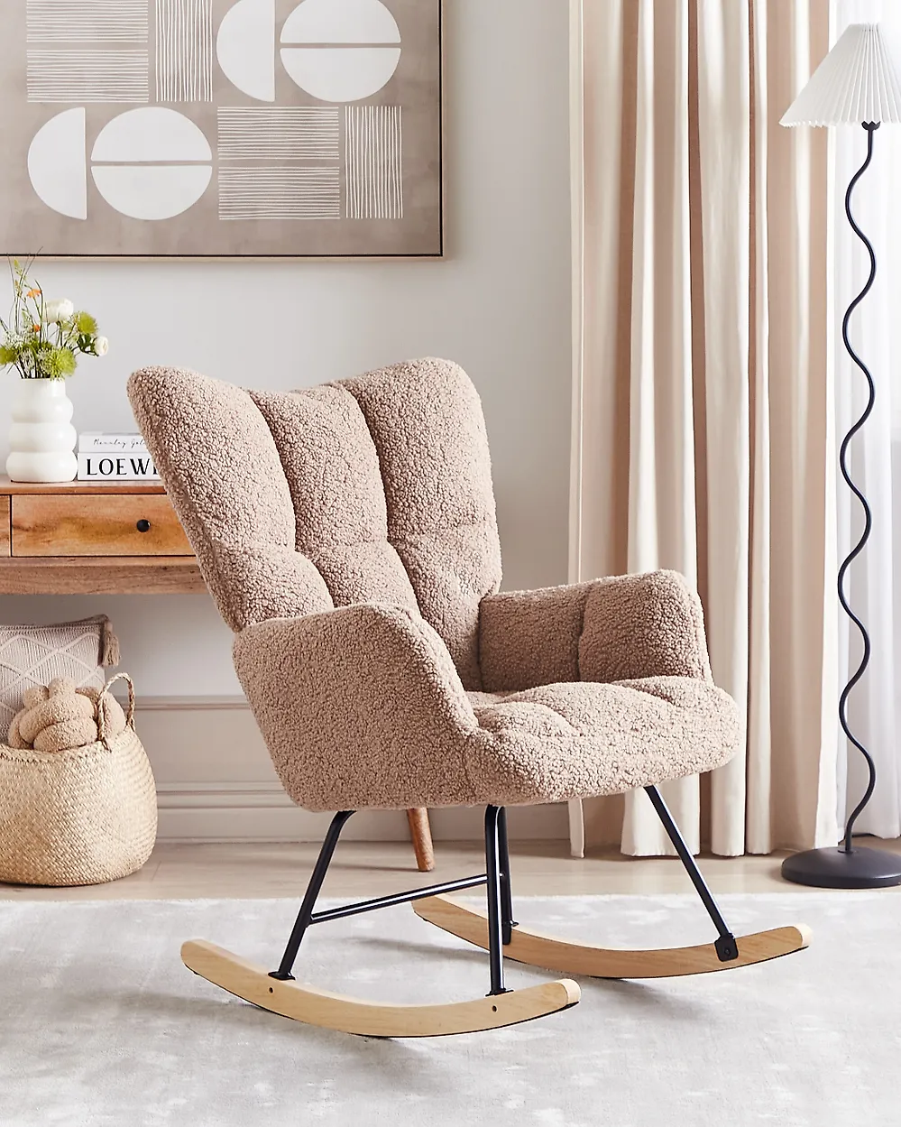 Schaukelsessel OULU Bouclé Beige