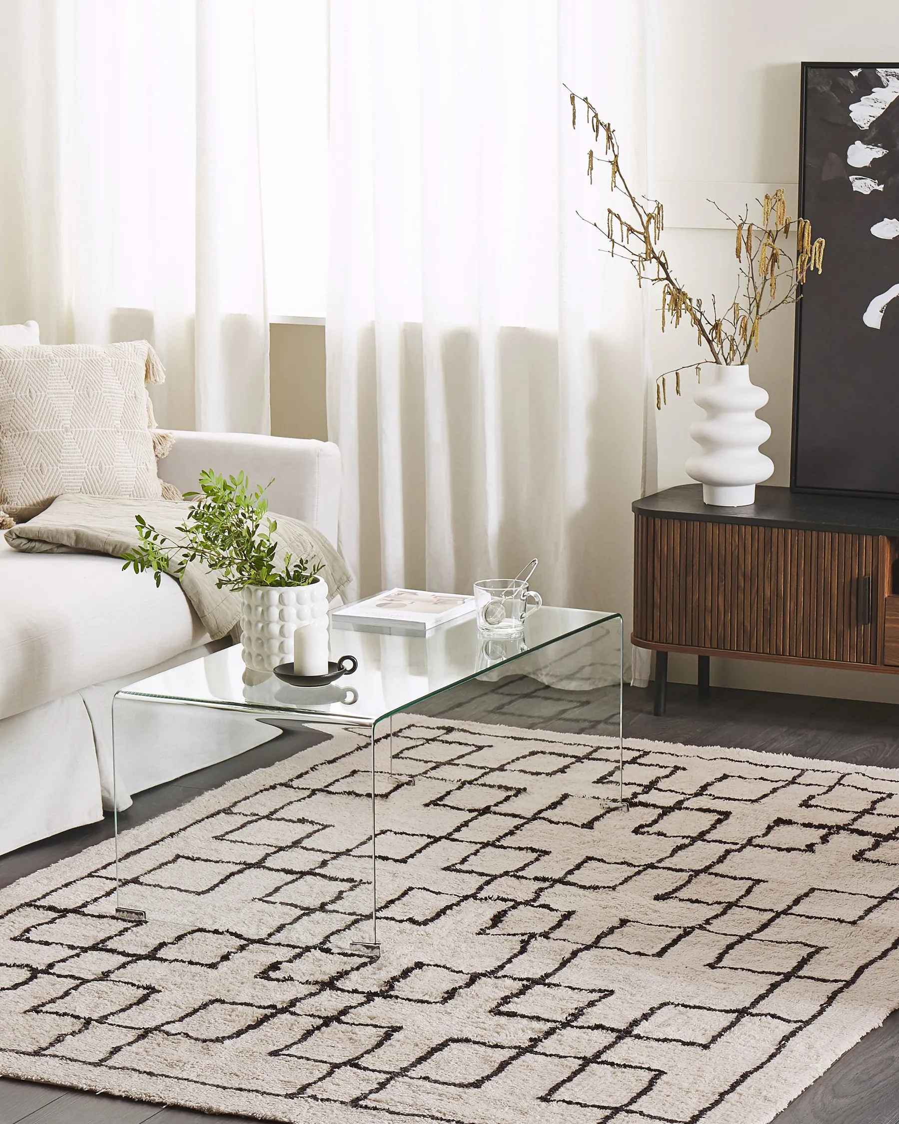 Rug TURHAL Beige 140 x 200 cm Cotton_817608